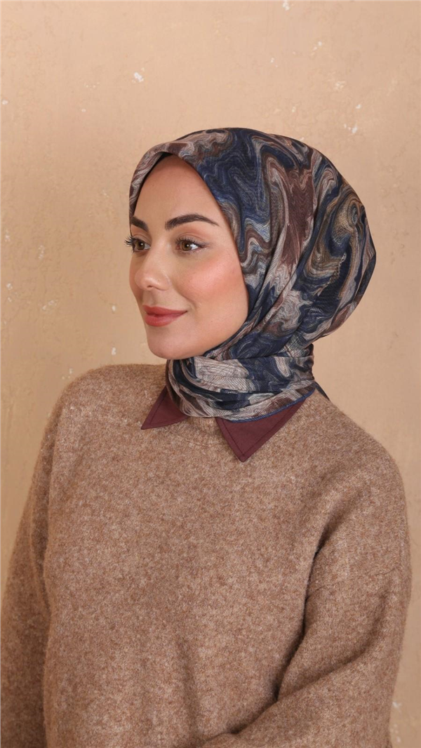 Locella Pamuklu Soft Eşarp 4535-2 Lacivert