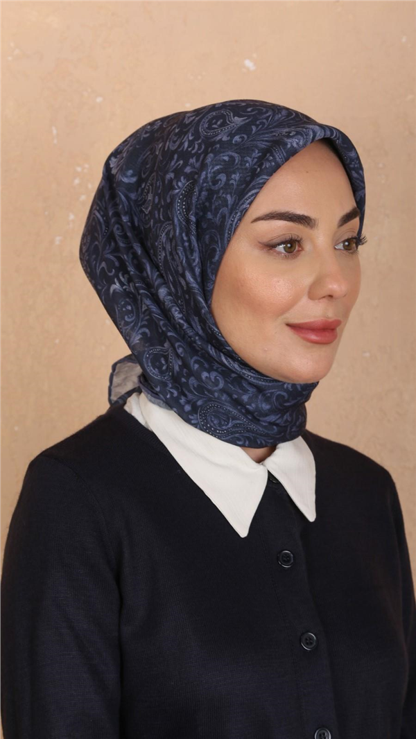 Locella Pamuklu Soft Eşarp 4536-2 Koyu Mavi 