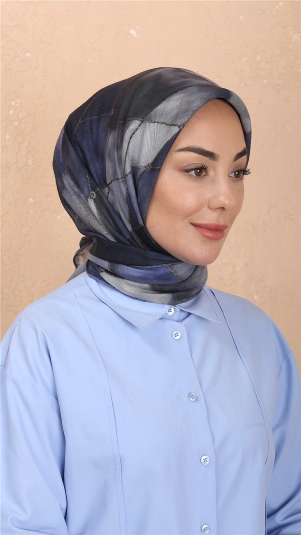 Locella Pamuklu Soft Eşarp 4543-4 Lacivert 