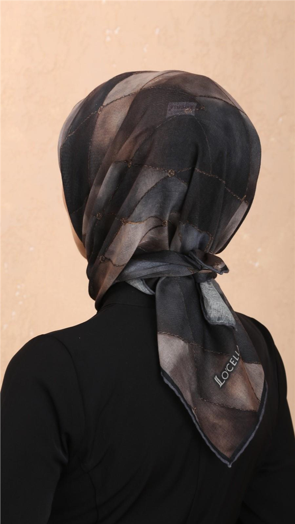 Locella Pamuklu Soft Eşarp 4543-8 Siyah-Kahve 