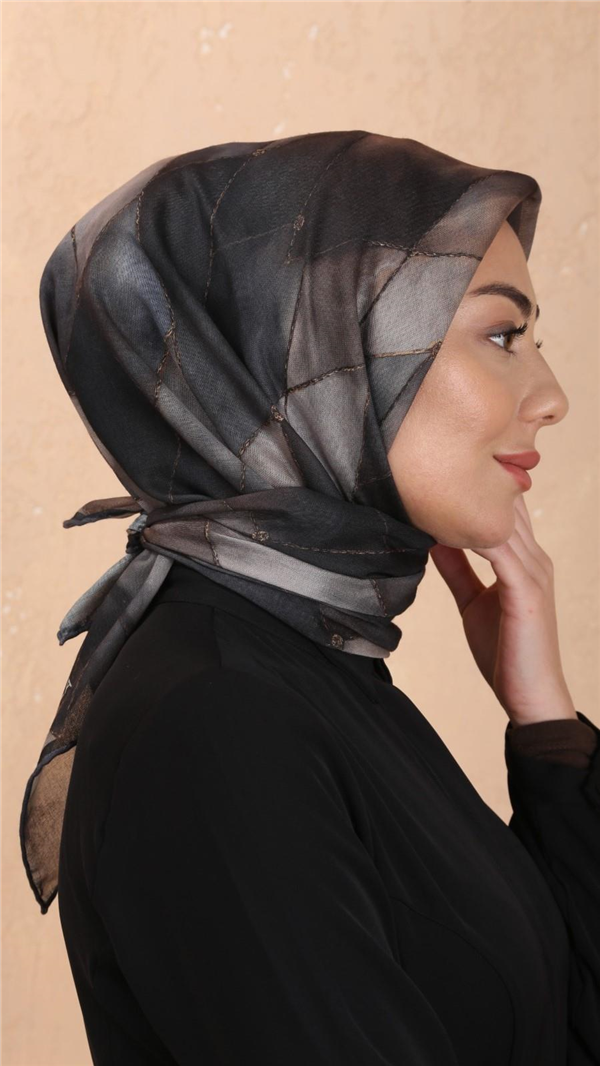 Locella Pamuklu Soft Eşarp 4543-8 Siyah-Kahve 