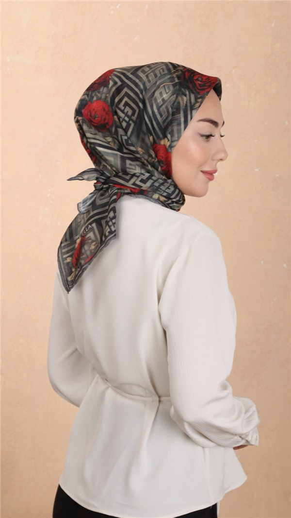 Locella Pamuklu Soft Eşarp 4544-1 Siyah-Yeşil 