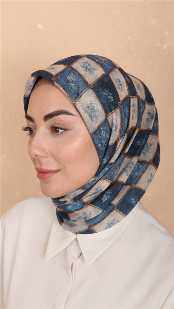 Locella Pamuklu Soft Eşarp 4546-7 Mavi