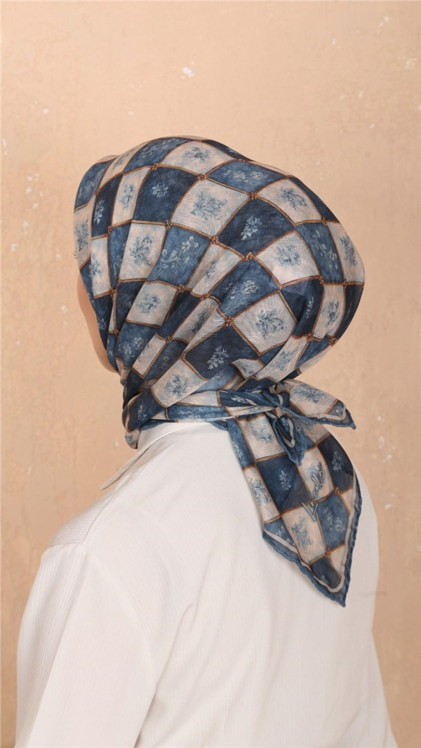 Locella Pamuklu Soft Eşarp 4546-7 Mavi