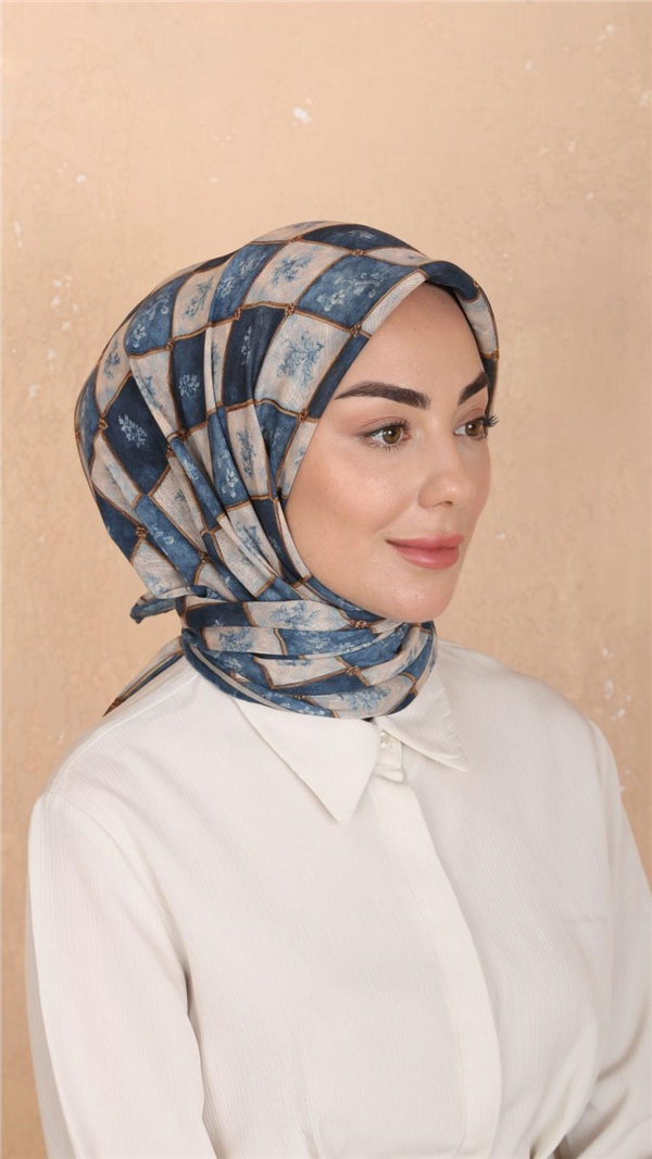 Locella Pamuklu Soft Eşarp 4546-7 Mavi
