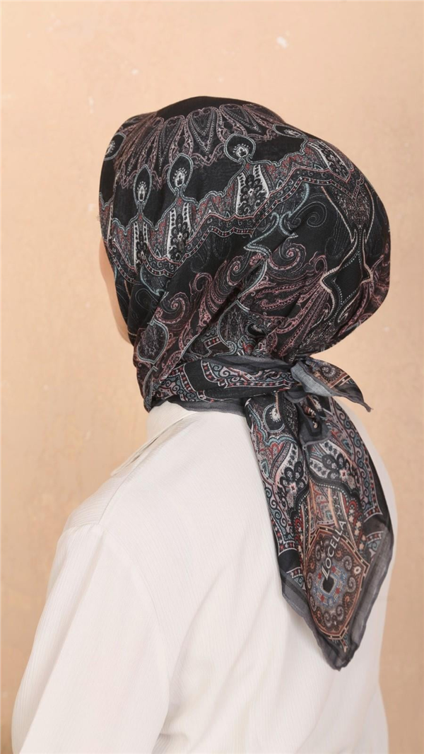 Locella Pamuklu Soft Eşarp 4548-6 Siyah-Gri 