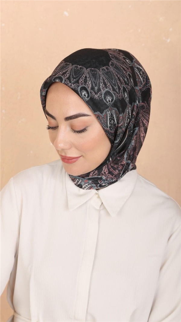 Locella Pamuklu Soft Eşarp 4548-6 Siyah-Gri 