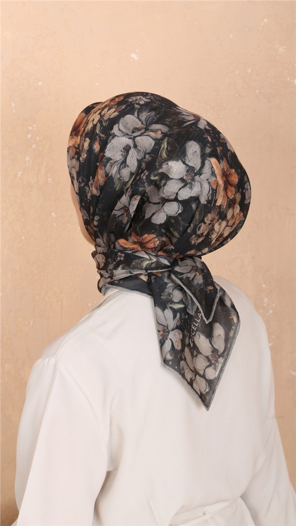 Locella Pamuklu Soft Eşarp 4549-11 Siyah-Turuncu 