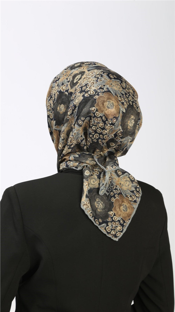 Locella Pamuklu Soft Eşarp 4550-10 Lacivert-Füme 