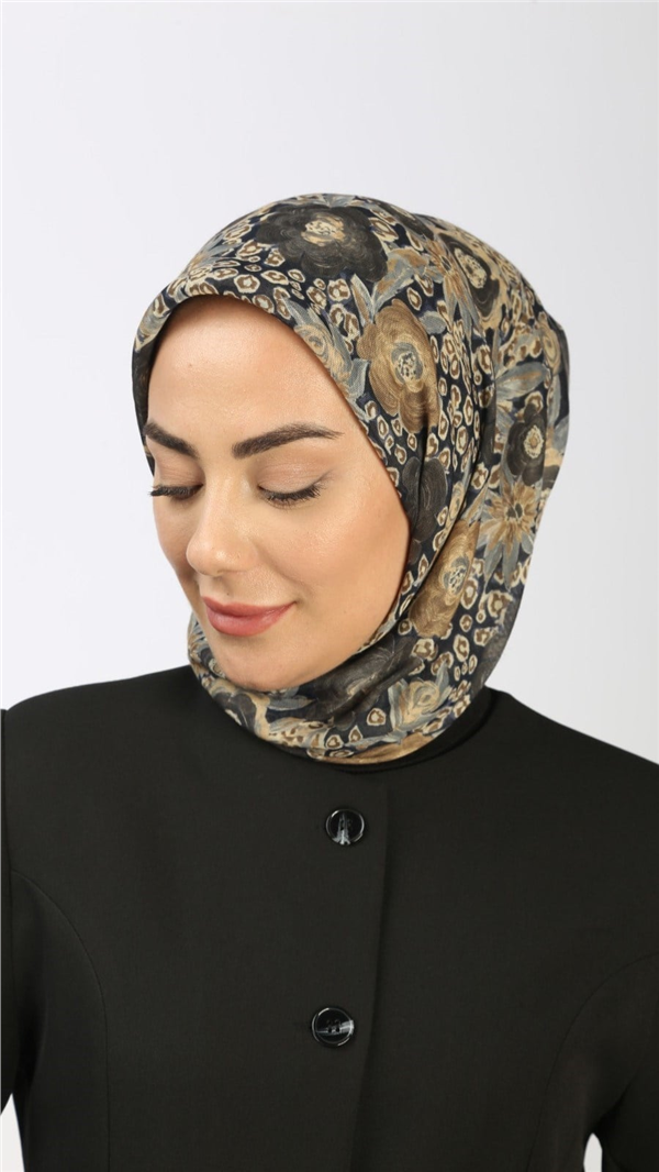 Locella Pamuklu Soft Eşarp 4550-10 Lacivert-Füme 