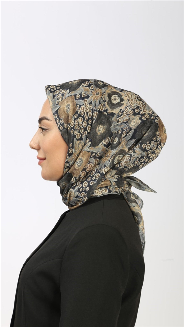 Locella Pamuklu Soft Eşarp 4550-10 Lacivert-Füme 