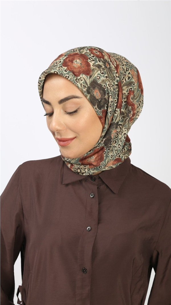Locella Pamuklu Soft Eşarp 4550-8 Mint-Taba 