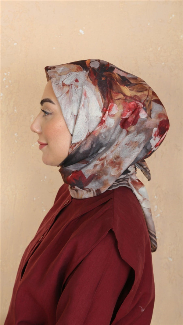 Locella Pamuklu Soft Eşarp 4552-4 Tozlu Kahve 
