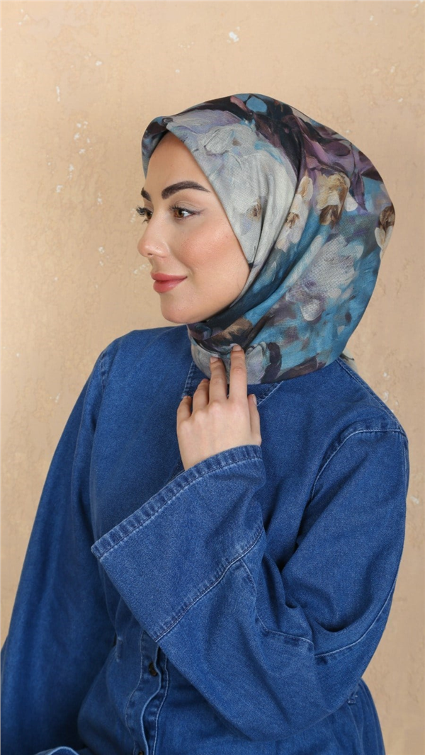 Locella Pamuklu Soft Eşarp 4552-8 Mavi 