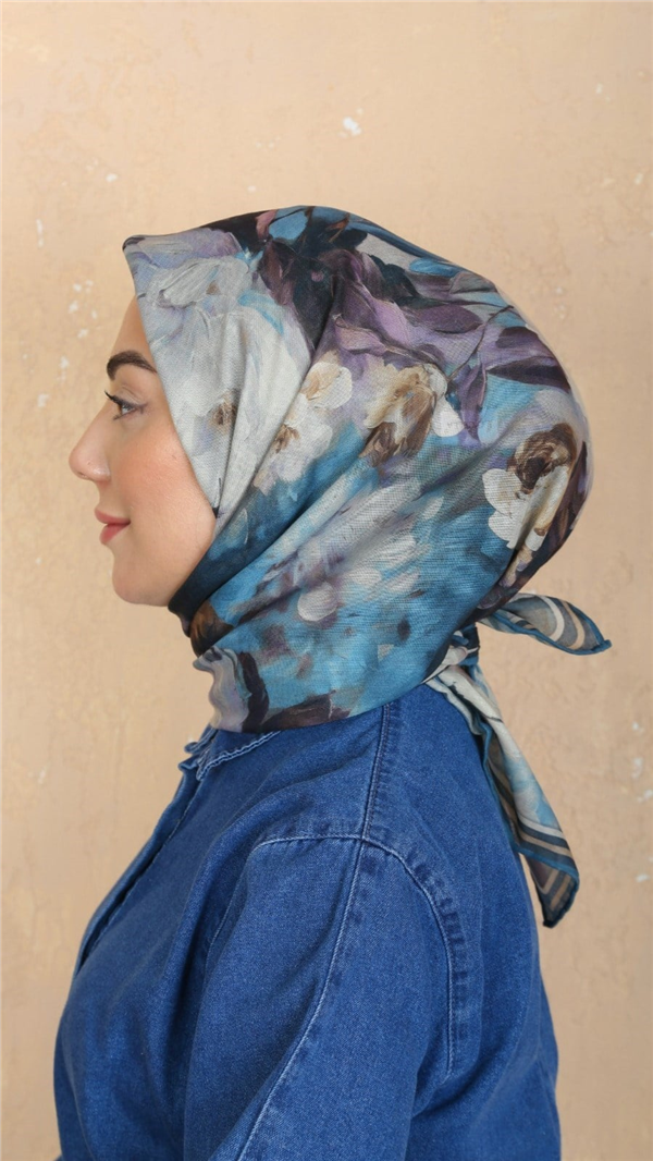 Locella Pamuklu Soft Eşarp 4552-8 Mavi 