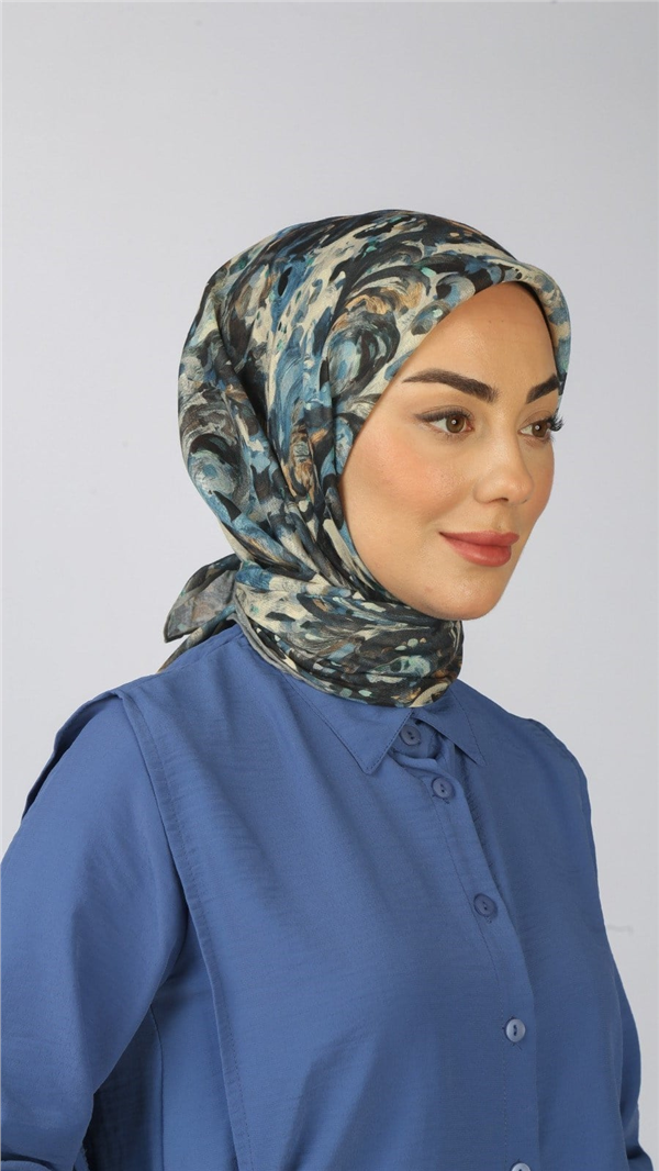 Locella Pamuklu Soft Eşarp 4553-9 Mavi 