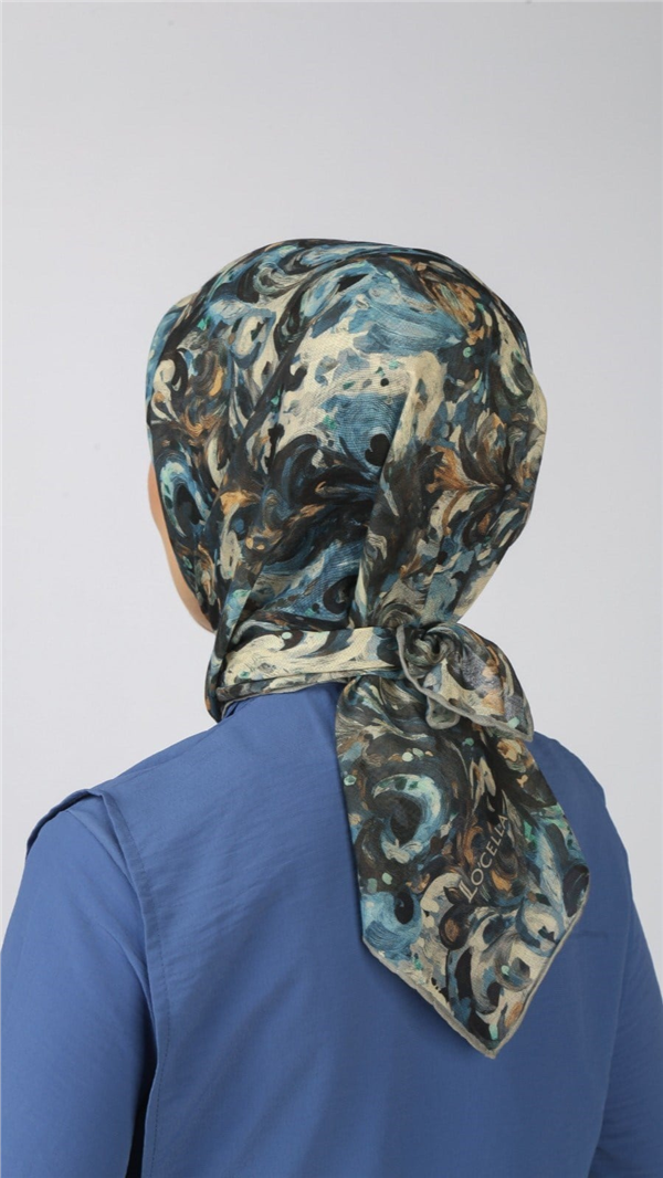 Locella Pamuklu Soft Eşarp 4553-9 Mavi 