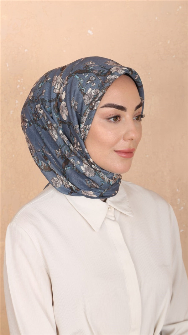 Locella Pamuklu Soft Eşarp 4555-1 Mavi 
