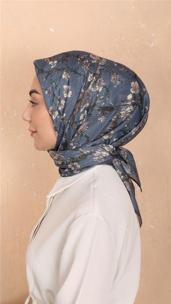 Locella Pamuklu Soft Eşarp 4555-1 Mavi 