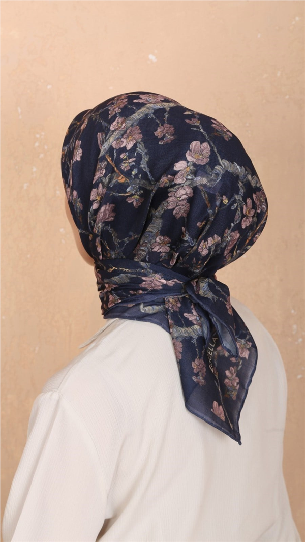 Locella Pamuklu Soft Eşarp 4555-7 Lacivert 