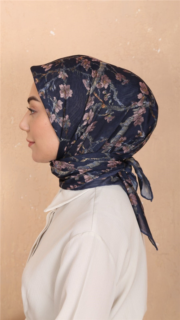 Locella Pamuklu Soft Eşarp 4555-7 Lacivert 
