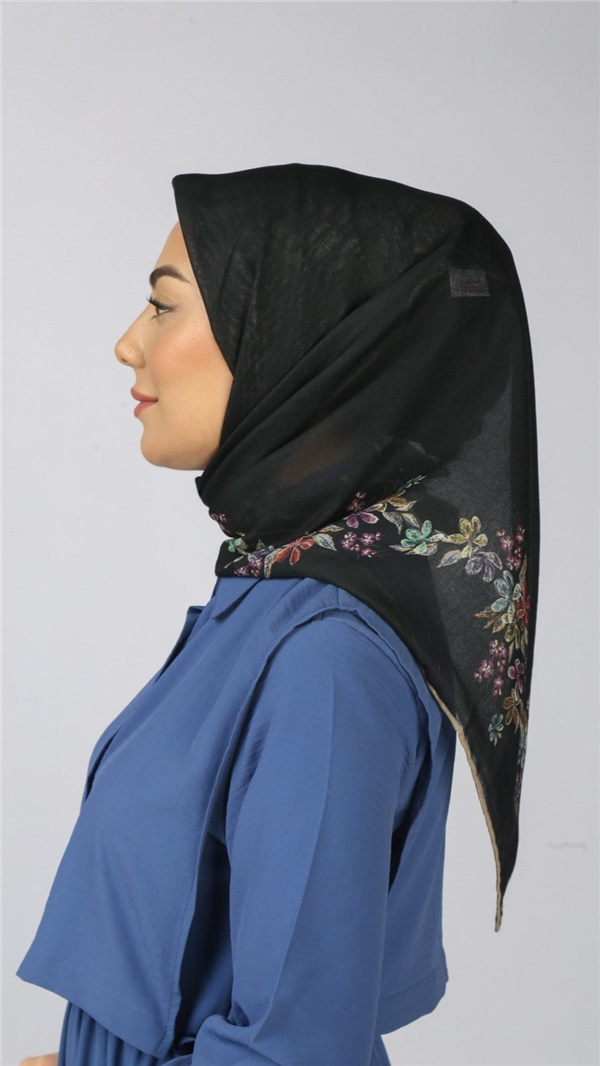 Locella Pamuklu Soft Eşarp 4556-4 Siyah 