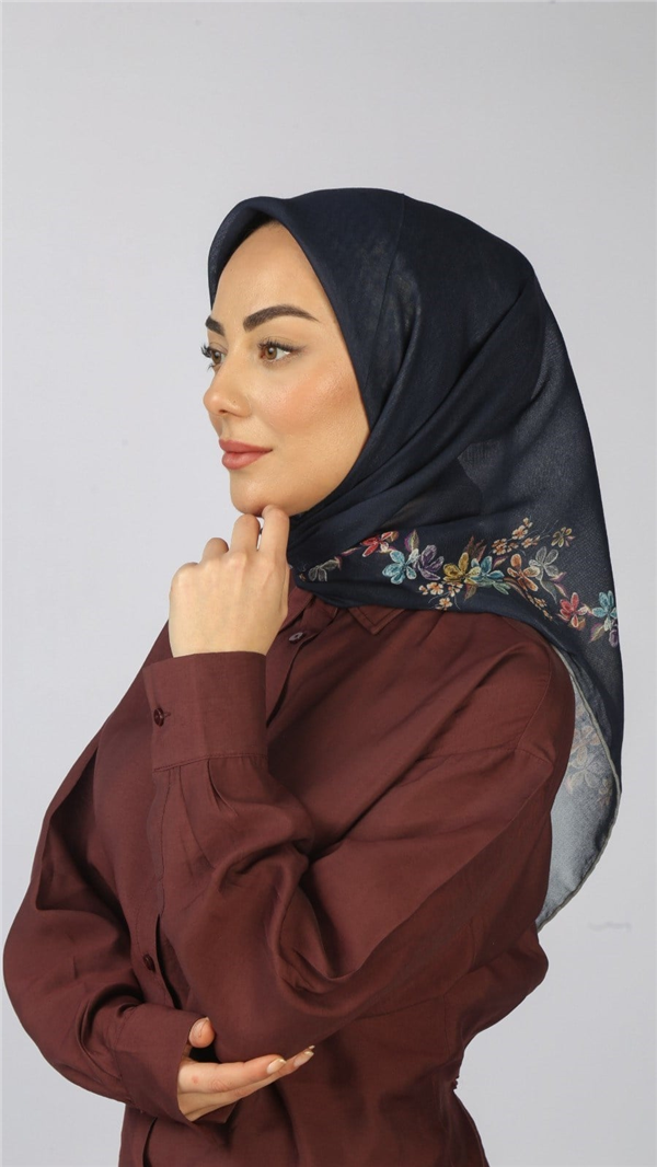 Locella Pamuklu Soft Eşarp 4556-9 Lacivert 