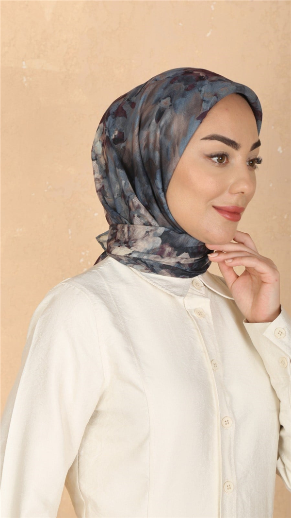 Locella Pamuklu Soft Eşarp 4557-8 Mavi 