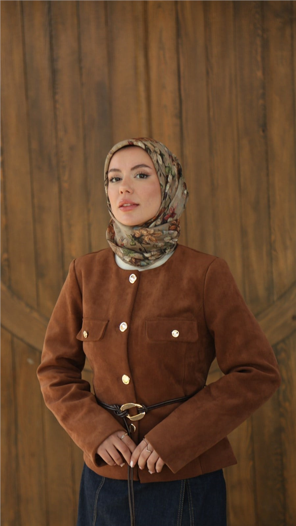 Locella Pamuklu Soft Eşarp 4559-4 Koyu Bej 