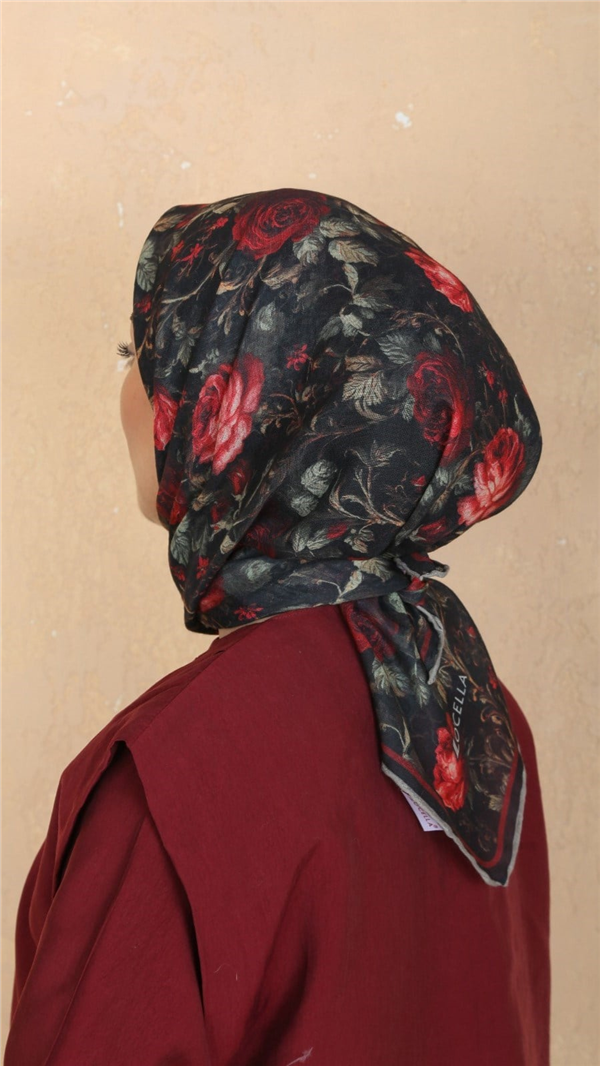 Locella Pamuklu Soft Eşarp 4560-5 Kırmızı-Siyah 