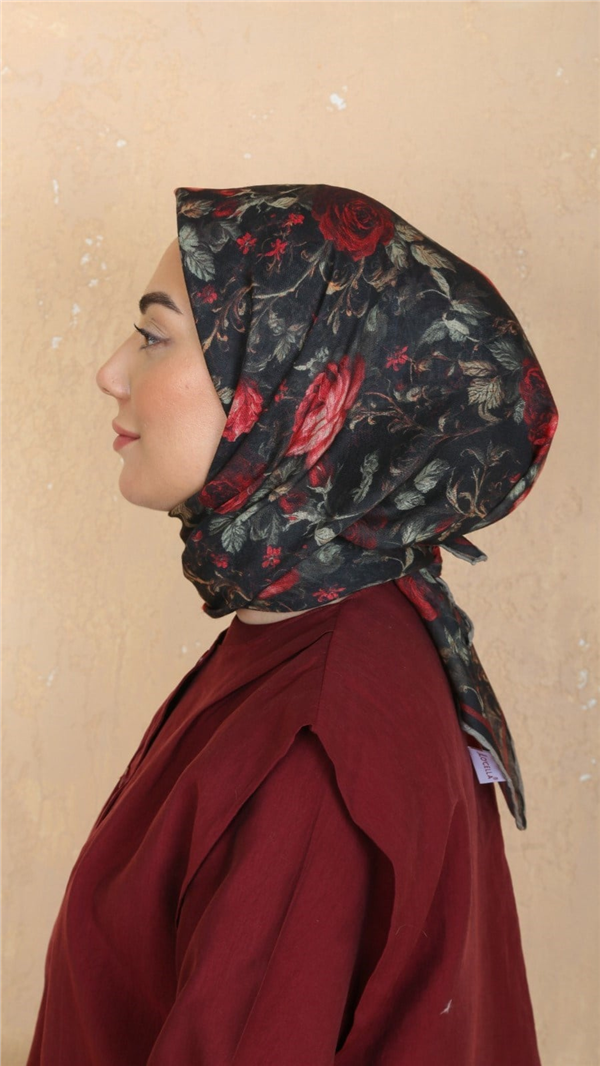 Locella Pamuklu Soft Eşarp 4560-5 Kırmızı-Siyah 
