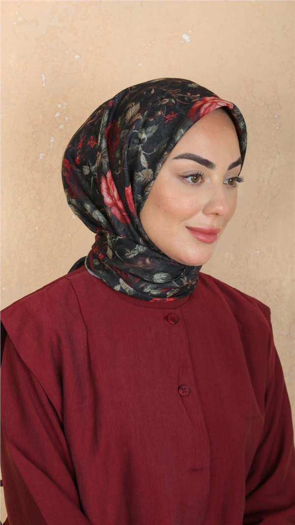 Locella Pamuklu Soft Eşarp 4560-5 Kırmızı-Siyah 