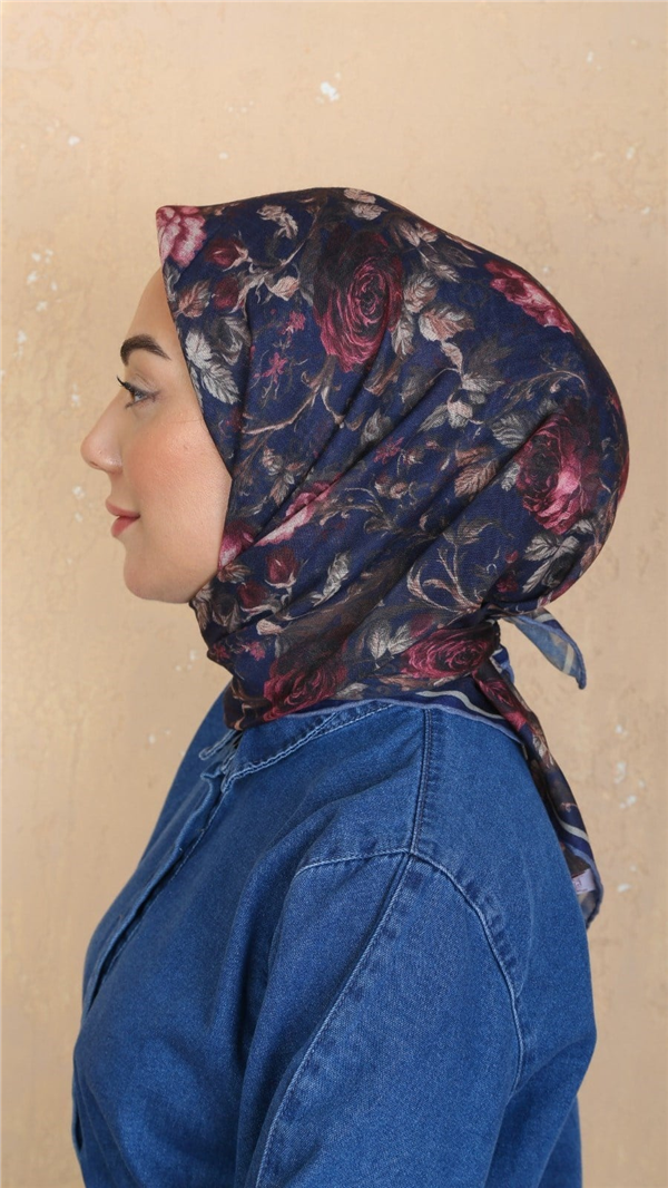Locella Pamuklu Soft Eşarp 4560-8 Lacivert 