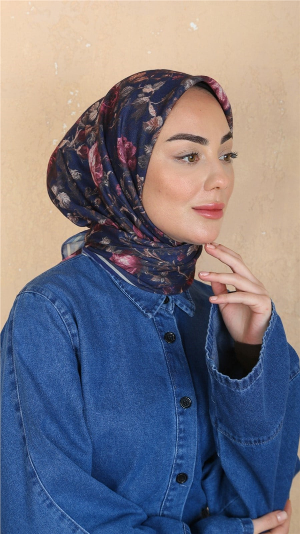 Locella Pamuklu Soft Eşarp 4560-8 Lacivert 