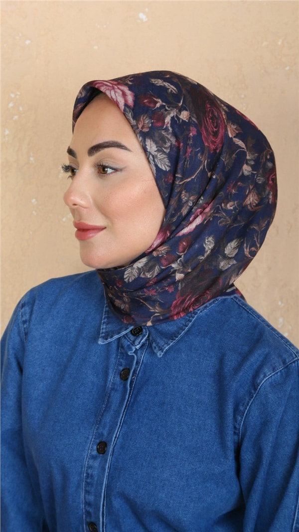 Locella Pamuklu Soft Eşarp 4560-8 Lacivert 