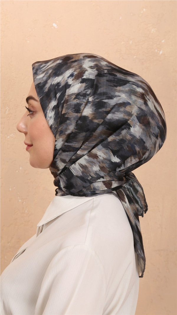 Locella Pamuklu Soft Eşarp 4564-7 Siyah-Gri 