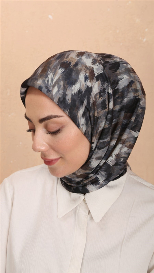 Locella Pamuklu Soft Eşarp 4564-7 Siyah-Gri 