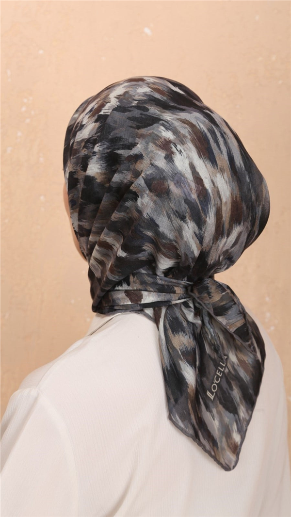 Locella Pamuklu Soft Eşarp 4564-7 Siyah-Gri 