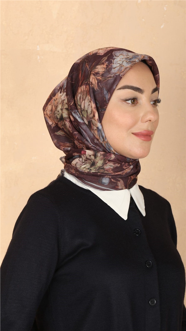 Locella Pamuklu Soft Eşarp 4566-10 Kızıl Kahve