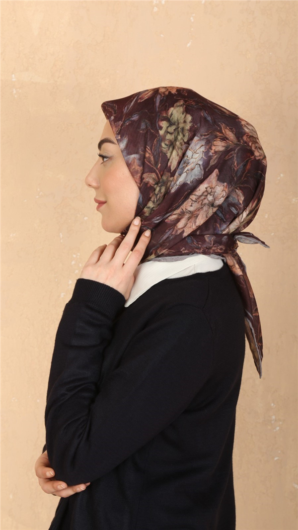 Locella Pamuklu Soft Eşarp 4566-10 Kızıl Kahve