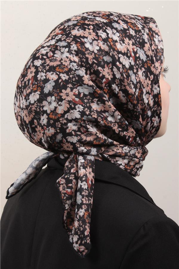LopRes Pamuklu Soft Eşarp 4151-2 Siyah-Bej