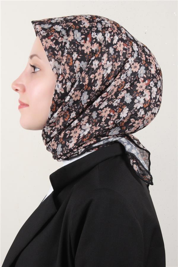 LopRes Pamuklu Soft Eşarp 4151-2 Siyah-Bej