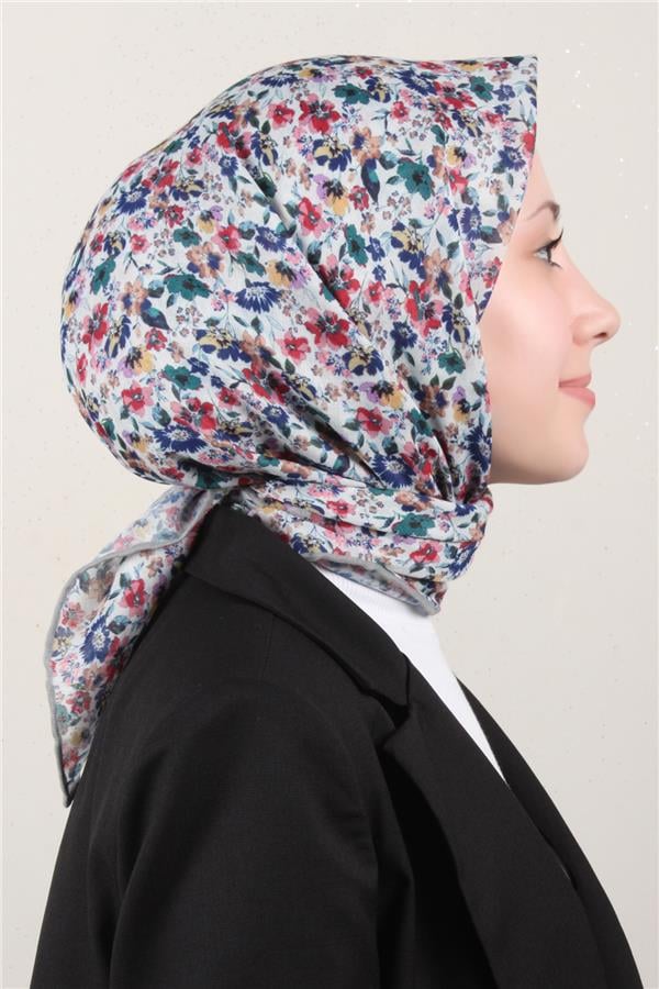 LopRes Pamuklu Soft Eşarp 4151-7 Beyaz-Taş