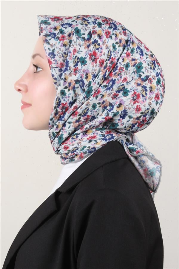 LopRes Pamuklu Soft Eşarp 4151-7 Beyaz-Taş