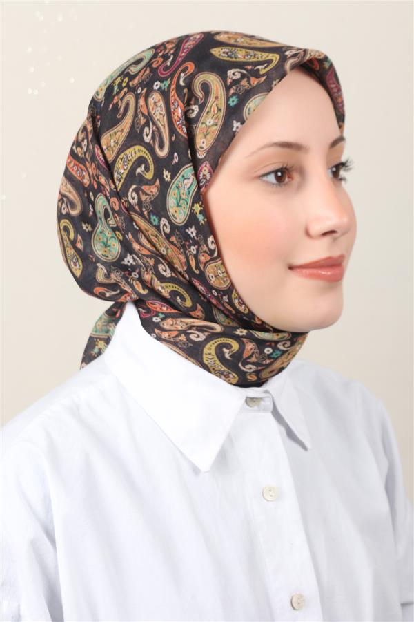 Lux Soft Pamuklu Eşarp 4040-183 Somon-Siyah