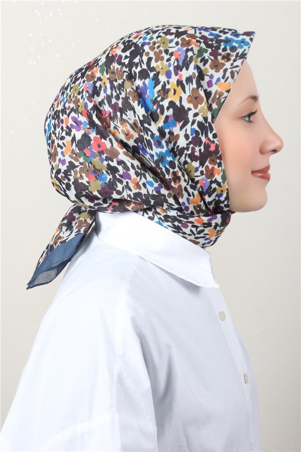 Lux Soft Pamuklu Eşarp 4040-186 Lacivert 