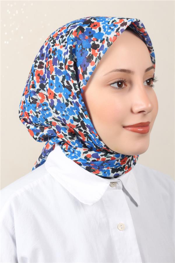 Lux Soft Pamuklu Eşarp 4040-193 Saks 