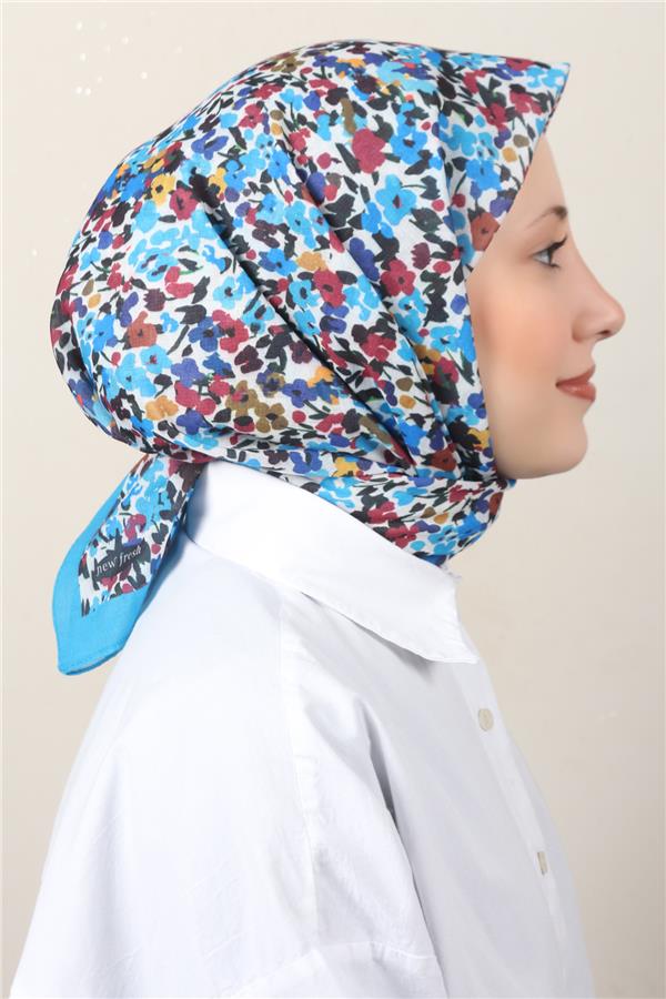 Lux Soft Pamuklu Eşarp 4040-197 Mavi 