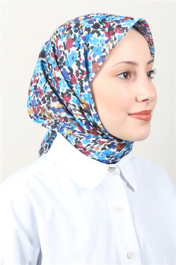 Lux Soft Pamuklu Eşarp 4040-197 Mavi 