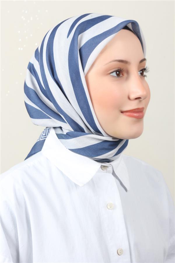 Lux Soft Pamuklu Eşarp 4040-201 Mavi 